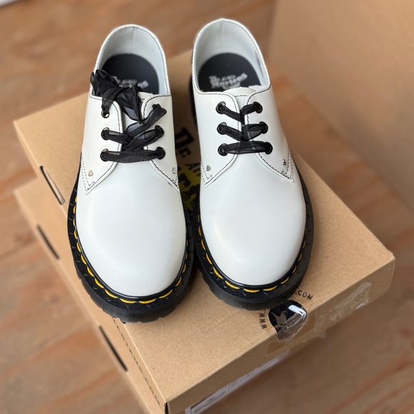Dr. Martens Shoes - Dr. Martens 1461 Hearts White and Black with Chunky Sole